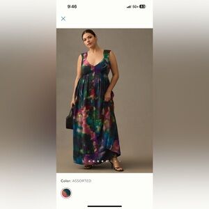 By Anthropologie printed v neck pleated a line dress net